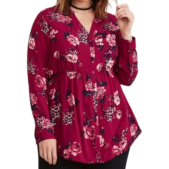 Torrid Button Down Floral Blouse - Picture 1 of 6